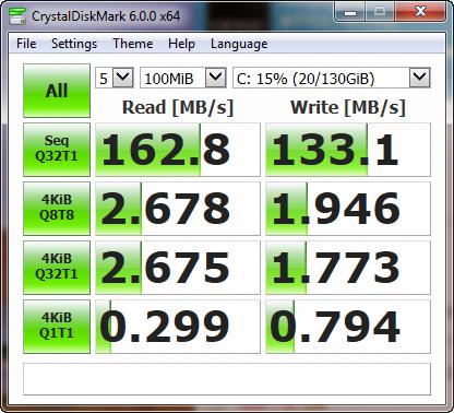 使用 CrystaLDiskMark 测试机械硬盘的读写速度。