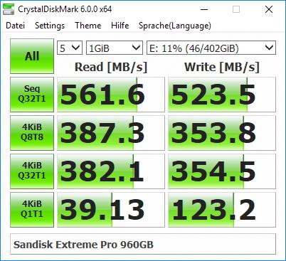 使用 CrystaLDiskMark 测试SSD固态硬盘的读写速度。