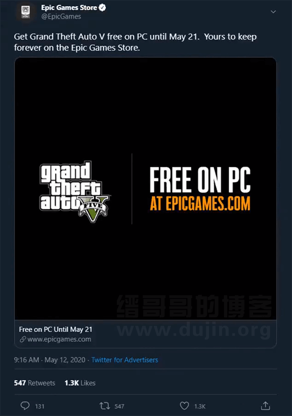 免费领取正版侠盗猎车手5（GTA5），Epic平台免费游戏喜加一