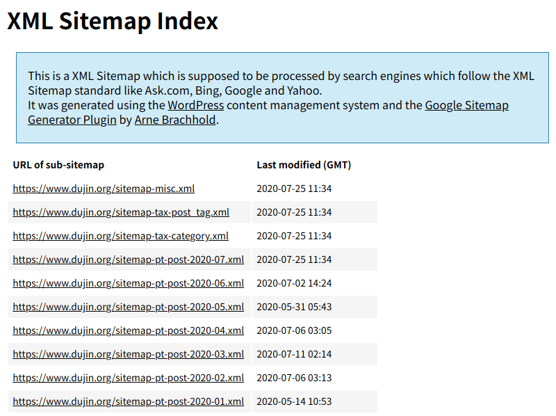 WordPress站点使用 Google XML Sitemaps 插件生成的 sitemap.xml 文件，百度搜索资源平台提示索引型不予处理。