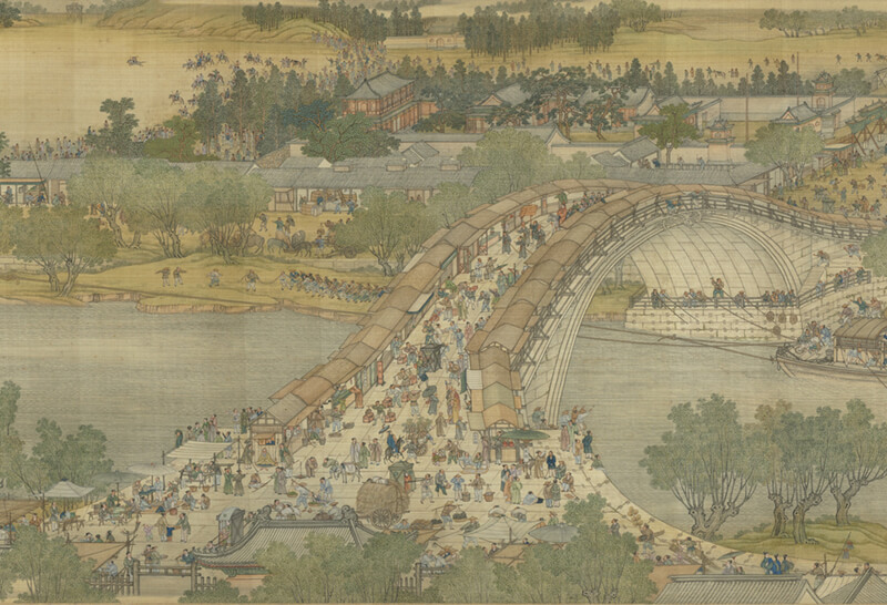 台湾故宫博物院藏本《清明上河图》清.陈枚等合绘1.3亿像素下载。